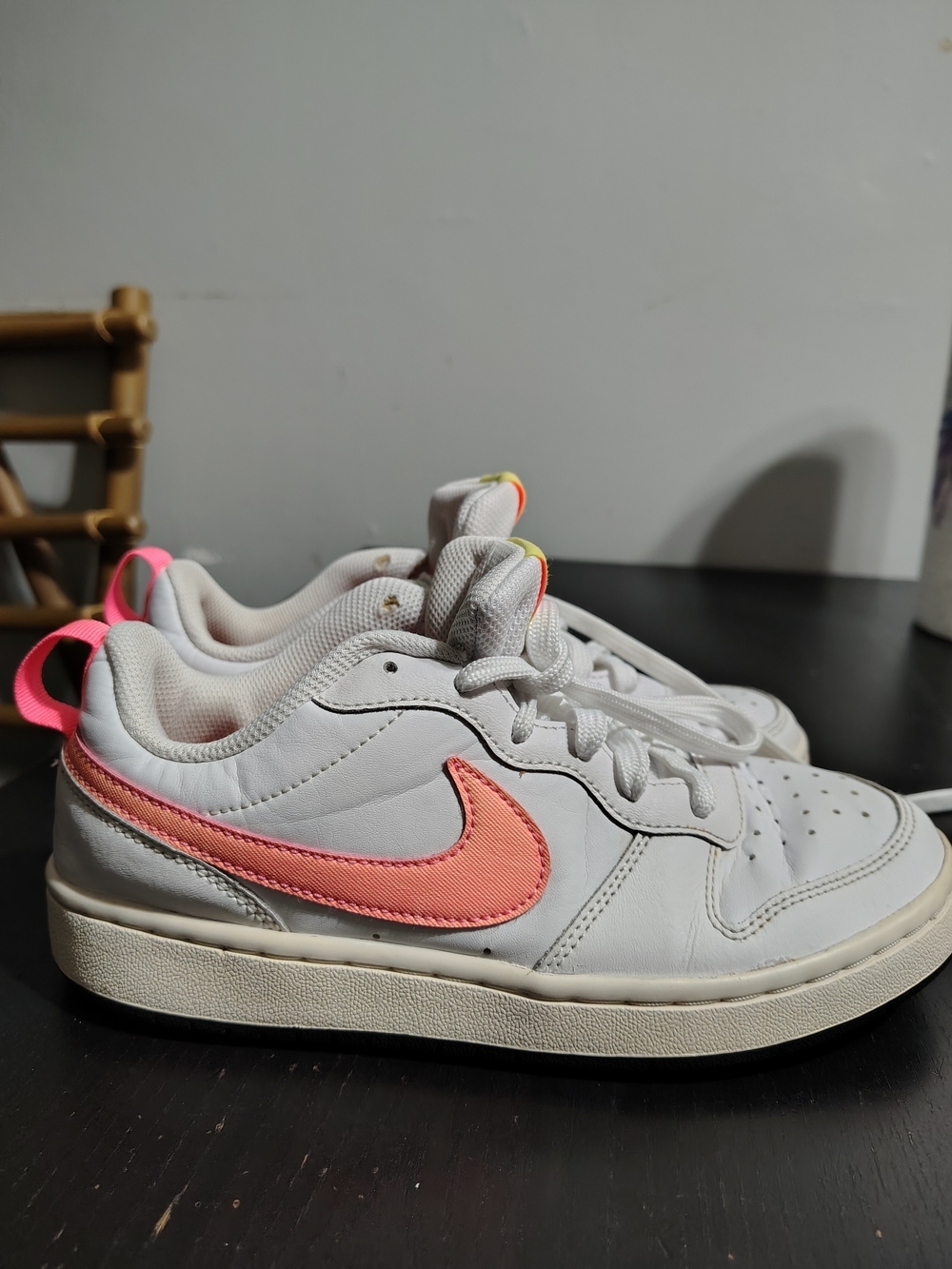 Nike White Low-Top Sneakers with Pink & Yellow Accents - Picture 6 of 9